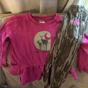 Carhartt Kids Fuchsia and Olive Pajama Set